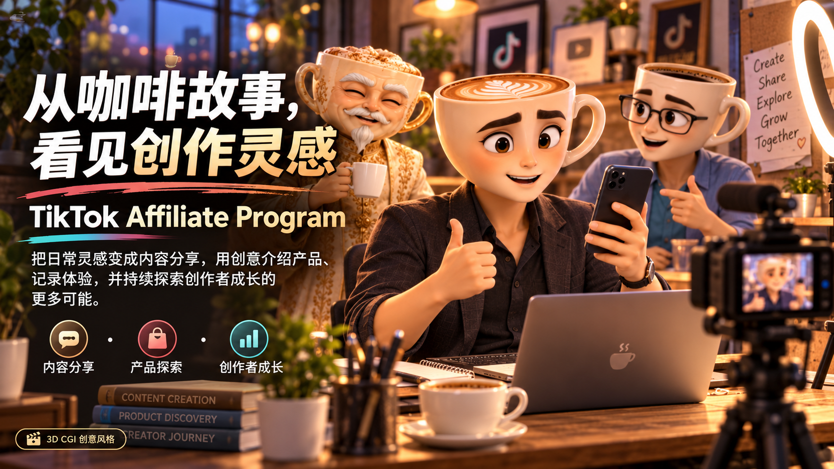 从咖啡故事看见创作灵感：TikTok Affiliate Program 内容分享、产品探索与创作者成长